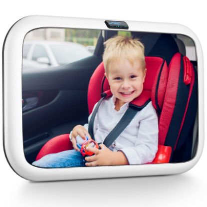 Picture of Baby Car Mirror, DARVIQS Seat Safely Monitor Infant Child in Rear Facing Seat, Wide View Shatterproof Adjustable Acrylic 360°for Backseat, Crash Tested and Certified for Safety - White
