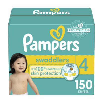 Picture of Pampers Baby Diapers - Swaddlers - Size 4, 150 Count, Ultra Absorbent Disposable Infant Diaper