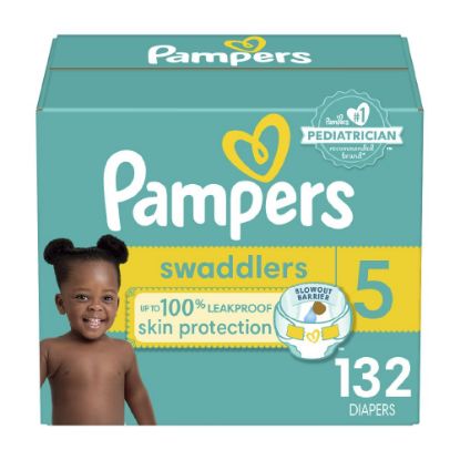 Picture of Pampers Baby Diapers - Swaddlers - Size 5, 132 Count, Ultra Absorbent Disposable Infant Diaper