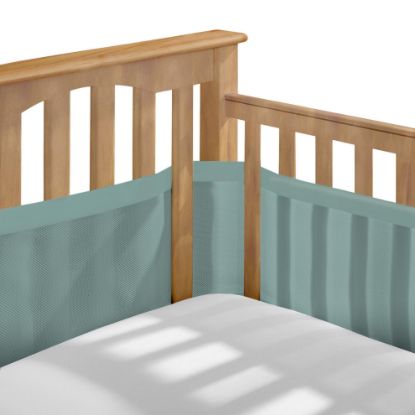 Picture of BreathableBaby Breathable Mesh Liner for Full-Size Cribs, Deluxe 4mm Mesh, Green Seaglass (Size 4FS Covers 3 or 4 Sides)