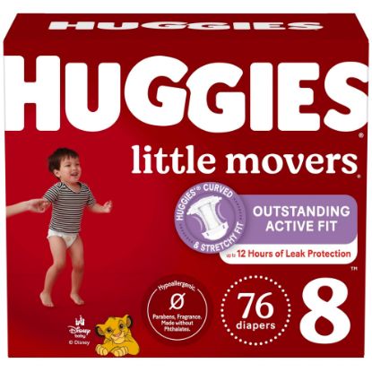 Picture of Huggies Size 8 Diapers, Little Movers Baby Diapers, Size 8 (46+ lbs), 76 Count, Packaging May Vary