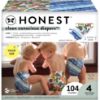Picture of The Honest Company Clean Conscious Diapers | Plant-Based, Sustainable | Tie-Dye for + Cactus Cuties | Super Club Box, Size 4 (22-37 lbs), 104 Count