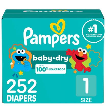 Picture of Pampers Diapers - Baby Dry - Size 1, 252 Count, Absorbent Disposable Infant Diaper (Packaging May Vary)