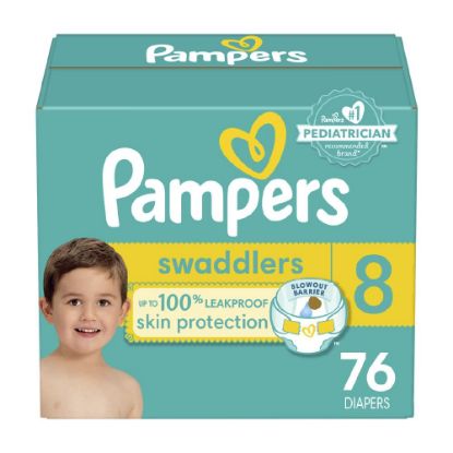 Picture of Pampers Baby Diapers - Swaddlers - Size 8, 76 Count, Ultra Absorbent Disposable Infant Diaper