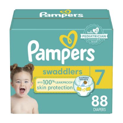 Picture of Pampers Swaddlers Diapers - Size 7, One Month Supply (88 Count), Ultra Soft Disposable Baby Diapers