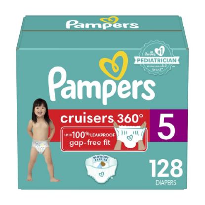 Picture of Pampers Diapers - Cruisers 360 - Size 5, 128 Count, Babyproof up to 100% Leakproof Pull-On Diaper