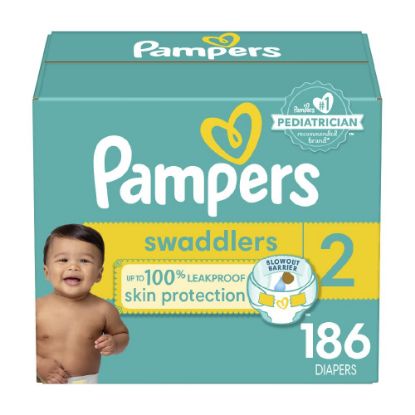 Picture of Pampers Baby Diapers - Swaddlers - Size 2, 186 Count, Ultra Absorbent Disposable Infant Diaper