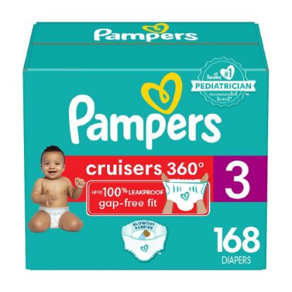 Picture of Pampers Diapers - Cruisers 360 - Size 3, 168 Count, Babyproof, up to 100% Leakproof Pull-On Diaper
