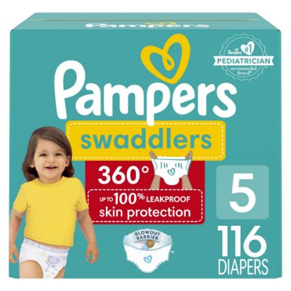 Picture of Pampers Diapers - Swaddlers 360 - Size 5, 116 Count, for up to 100% Leakproof Premium Skin Protection