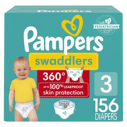 Picture of Pampers Diapers - Swaddlers 360 - Size 3, 156 Count, for up to 100% Leakproof Premium Skin Protection
