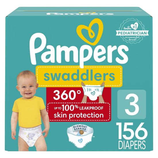 Picture of Pampers Diapers - Swaddlers 360 - Size 3, 156 Count, for up to 100% Leakproof Premium Skin Protection