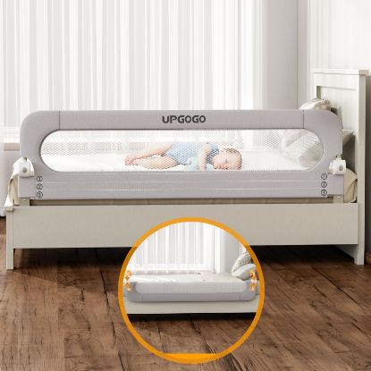 Picture of UPGOGO Folding Bed Rail for Toddlers,Baby Bed Rail Guard with Reinforced Anchor Safety System,Fit Bunk,Full Size,Queen,King,Twin(Grey,71"x23.6")
