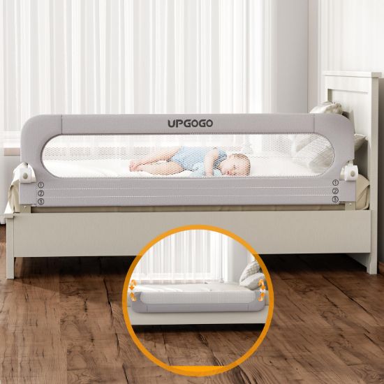 Picture of UPGOGO Folding Bed Rail for Toddlers,Baby Bed Rail Guard with Reinforced Anchor Safety System,Fit Bunk,Full Size,Queen,King,Twin(Grey,71"x23.6")