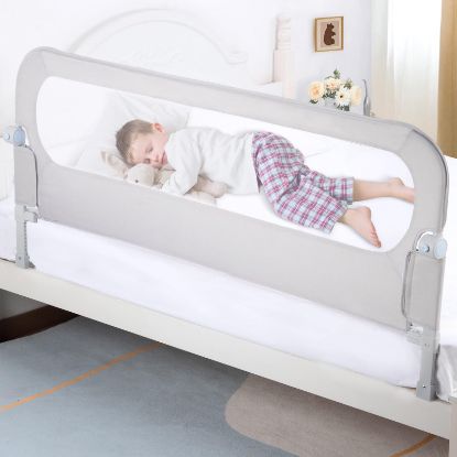 Picture of NUTIKAS Baby Bed Rail Guard for Toddlers - 58.7" Toddler Bed Rails for Twin, Full, Queen, King Bunk Size Bed Swing Down Bedrail Extral Tall Child Safety Side Railing Guards for Kids