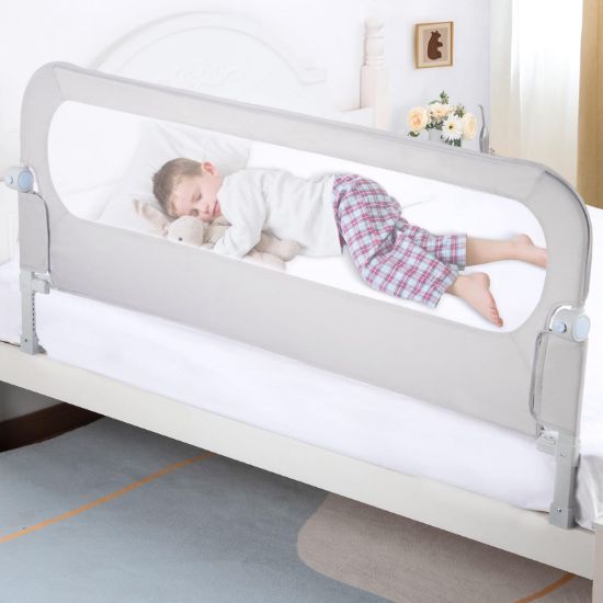 Picture of NUTIKAS Baby Bed Rail Guard for Toddlers - 58.7" Toddler Bed Rails for Twin, Full, Queen, King Bunk Size Bed Swing Down Bedrail Extral Tall Child Safety Side Railing Guards for Kids