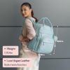 Picture of BabbleRoo Leather Diaper Bag Backpack - Baby Essentials Travel Baby Bag, Multi function, Waterproof, with Changing Pad, Stroller Straps & Pacifier Case - Unisex, Powder Blue