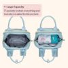 Picture of BabbleRoo Leather Diaper Bag Backpack - Baby Essentials Travel Baby Bag, Multi function, Waterproof, with Changing Pad, Stroller Straps & Pacifier Case - Unisex, Powder Blue