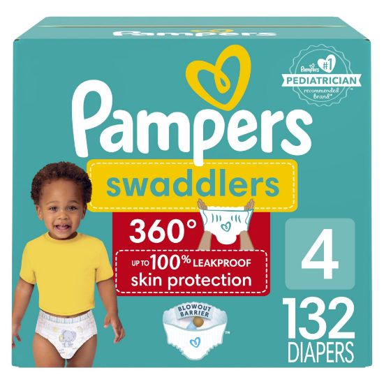 Picture of Pampers Diapers - Swaddlers 360 - Size 4, 132 Count, for up to 100% Leakproof Premium Skin Protection