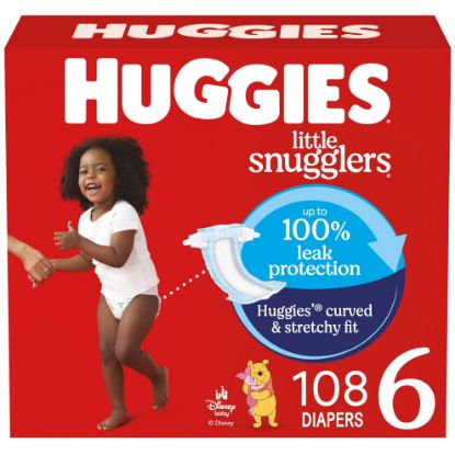 Picture of Huggies Size 6 Diapers, Little Snugglers Baby Diapers, Size 6 (35+ lbs), 108 Count (2 Packs of 54), Packaging May Vary
