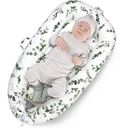 Picture of CosyNation Baby Lounger, Baby Nest, Newborn Co Sleeping Bed, Soft and Breathable, Portable for Napping and Traveling, Great Partner for Crib or Bassinet, Gift for Infant(Eucalyptus Leaf)