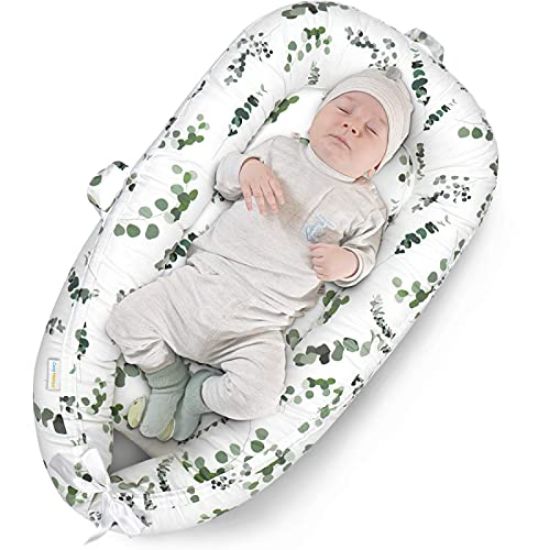 Picture of CosyNation Baby Lounger, Baby Nest, Newborn Co Sleeping Bed, Soft and Breathable, Portable for Napping and Traveling, Great Partner for Crib or Bassinet, Gift for Infant(Eucalyptus Leaf)