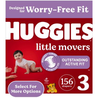 Picture of Huggies Size 3 Diapers, Little Movers Baby Diapers, Size 3 (16-28 lbs), 156 Count (6 packs of 26)