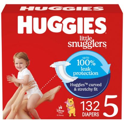 Picture of Huggies Size 5 Diapers, Little Snugglers Baby Diapers, Size 5 (27+ lbs), 132 Count (2 Packs of 66), Packaging May Vary
