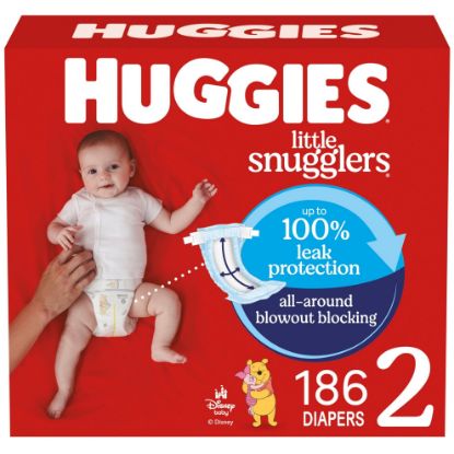 Picture of Huggies Size 2 Diapers, Little Snugglers Baby Diapers, Size 2 (12-18 lbs), 186 Count (3 Packs of 62), Packaging May Vary