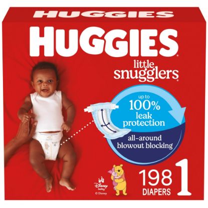 Picture of Huggies Size 1 Diapers, Little Snugglers Diapers, Size 1 (8-14 lbs), 198 Count (6 Packs of 33), Packaging May Vary