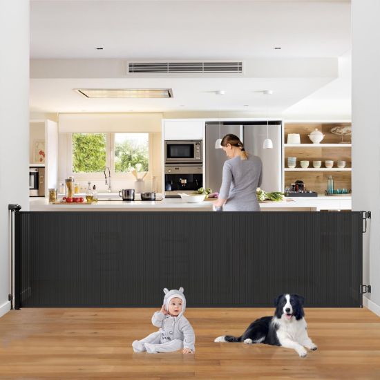 Picture of PRObebi Retractable Baby & Dog Gate - Extends to 110" Wide, 34" Tall, for Stairs, Doorways, Hallways, Outdoor, Deck, Porch
