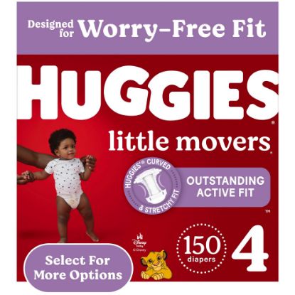 Picture of Huggies Size 4 Diapers, Little Movers Baby Diapers, Size 4 (22-37 lbs), 150 Count, Packaging May Vary