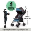 Picture of Summer by Ingenuity 3D Mini Convenience Stroller - Lightweight Stroller with Compact Fold, Multi-Position Recline, Canopy with Pop Out Sun Visor - Umbrella Stroller for Travel & More, Blue/Black