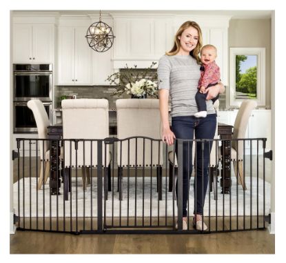 Picture of Regalo Deluxe Home Accents Widespan Safety Gate, 74.5" W x 28" H, Includes 4 Wall Mounts , Black