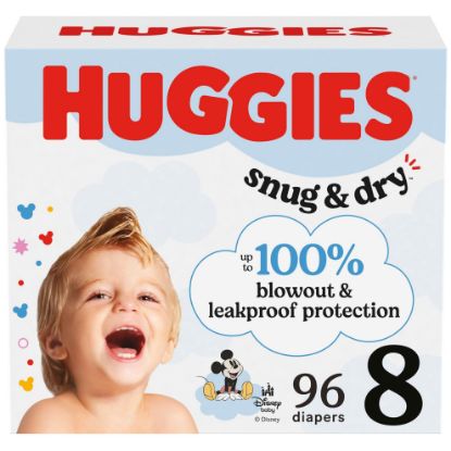 Picture of Huggies Size 8 Diapers, Snug & Dry Baby Diapers, Size 8 (46+ lbs), 96 Count (2 Packs of 48), Packaging May Vary