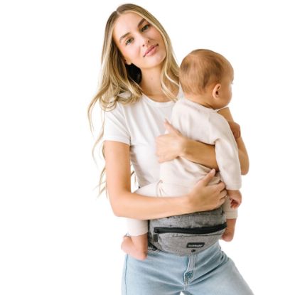 Picture of Tushbaby The Original Safety-Certified Hip Carrier for Babies & Toddlers: Machine Washable Child Waist Seat with Pocket Storage, As Seen on Shark Tank (23”-44” Waist, 0-3 yrs up to 45lbs) - Grey