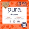 Picture of Pura Hypoallergenic Diapers, Size 3 (9-20 lbs) Monthly Pack, Overnight, up to 12 Hours Leak Protection, Suitable for Sensitive Skin, TCF, Super Soft Organic Cotton, 6 Packs of 26 (156 Baby Diapers)