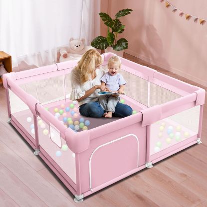 Picture of Hiaksedt Baby Playpen for Babies and Toddlers Baby Fence Play Yards for Indoor & Outdoor with Breathable Mesh Anti-Fall (Pink