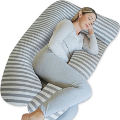 Picture of Pharmedoc Pregnancy Pillows, U-Shape Full Body Pillow -Removable Jersey Cotton Cover - Graphite - Pregnancy Pillows for Sleeping - Body Pillows for Adults, Maternity Pillow and Pregnancy Must Haves