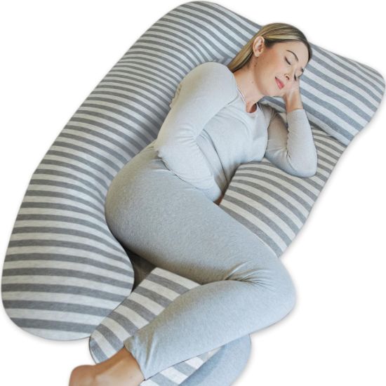 Picture of Pharmedoc Pregnancy Pillows, U-Shape Full Body Pillow -Removable Jersey Cotton Cover - Graphite - Pregnancy Pillows for Sleeping - Body Pillows for Adults, Maternity Pillow and Pregnancy Must Haves