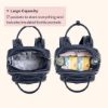 Picture of BabbleRoo Leather Diaper Bag Backpack - Baby Essentials Travel Baby Bag, Multi function, with Changing Pad, Stroller Straps & Pacifier Case - Unisex, Midnight Blue