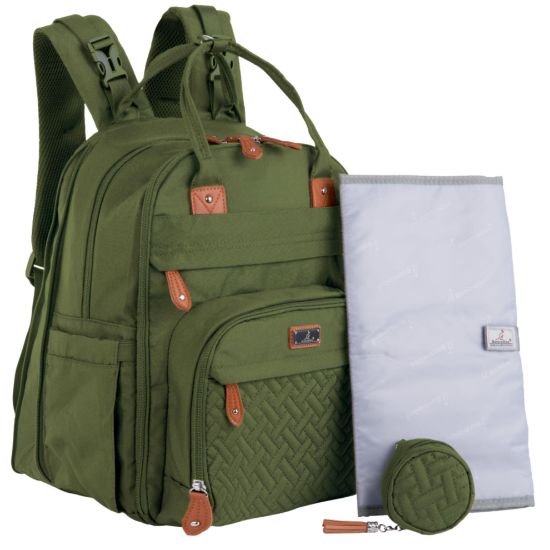 Picture of BabbleRoo Extra Large Diaper Bag Backpack, Expandable Baby Bag with Up to 50% More Capacity - Travel Essentials Baby Bag Tote with Changing Pad, Stroller Straps & Pacifier Case - Unisex, Forest Green