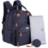 Picture of BabbleRoo Extra Large Diaper Bag Backpack, Expandable Baby Bag with Up to 50% More Capacity - Travel Essentials Baby Bag Tote with Changing Pad, Stroller Straps & Pacifier Case - Unisex, Denim Blue