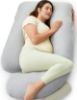 Picture of Momcozy U Shaped Pregnancy Pillows with Cotton Removable Cover, 57 Inch Full Body Pillow Maternity Support, Must Have for Pregnant Women, Hatha Grey