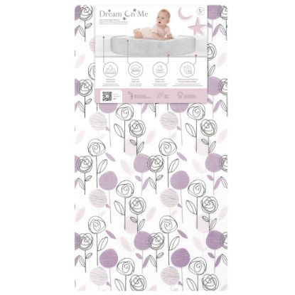 Picture of Dream On Me Floral Dreams Firm Fiber Baby Crib Mattress Rose Pink, Greenguard Gold and JPMA Certified, Fits All Standard Cribs and Toddler Beds, Waterproof Sleep Surface & Machine Washable Cover