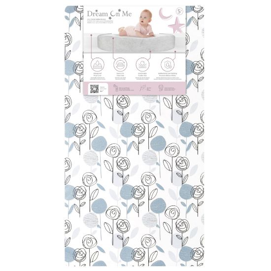 Picture of Dream On Me Floral Dreams Firm Fiber Baby Crib Mattress in Teal, Greenguard Gold and JPMA Certified, Fits All Standard Cribs and Toddler Beds, Waterproof Sleep Surface & Machine Washable Cover