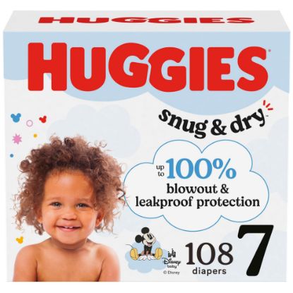 Picture of Huggies Size 7 Diapers, Snug & Dry Baby Diapers, Size 7 (41+ lbs), 108 Count (2 Packs of 54), Packaging May Vary