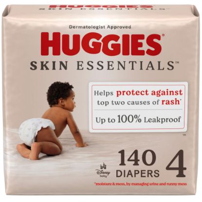 Picture of Huggies Size 4 Diapers, Skin Essentials Baby Diapers, Size 4 (22-37 lbs), 140 Count (2 Packs of 70)
