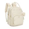 Picture of BabbleRoo Leather Diaper Bag Backpack - Baby Essentials Travel Baby Bag, Multi function, Waterproof, with Changing Pad, Stroller Straps & Pacifier Case - Unisex, Eggshell White