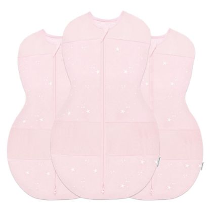 Picture of Happiest Baby Sleepea 5-Second Swaddle - 100% Organic Cotton Baby Swaddle Blanket - Doctor Designed Promotes Healthy Hip Development - 3-Pack Bundle (Rose Stars, S, M, L)