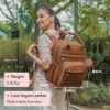 Picture of BabbleRoo Leather Diaper Bag Backpack - Baby Essentials Travel Baby Bag, Multi function, Waterproof, with Changing Pad, Stroller Straps & Pacifier Case - Unisex, Natural Brown